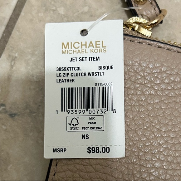 Michael Kors Beige Wristlet with Gold Accents - Picture 4 of 11